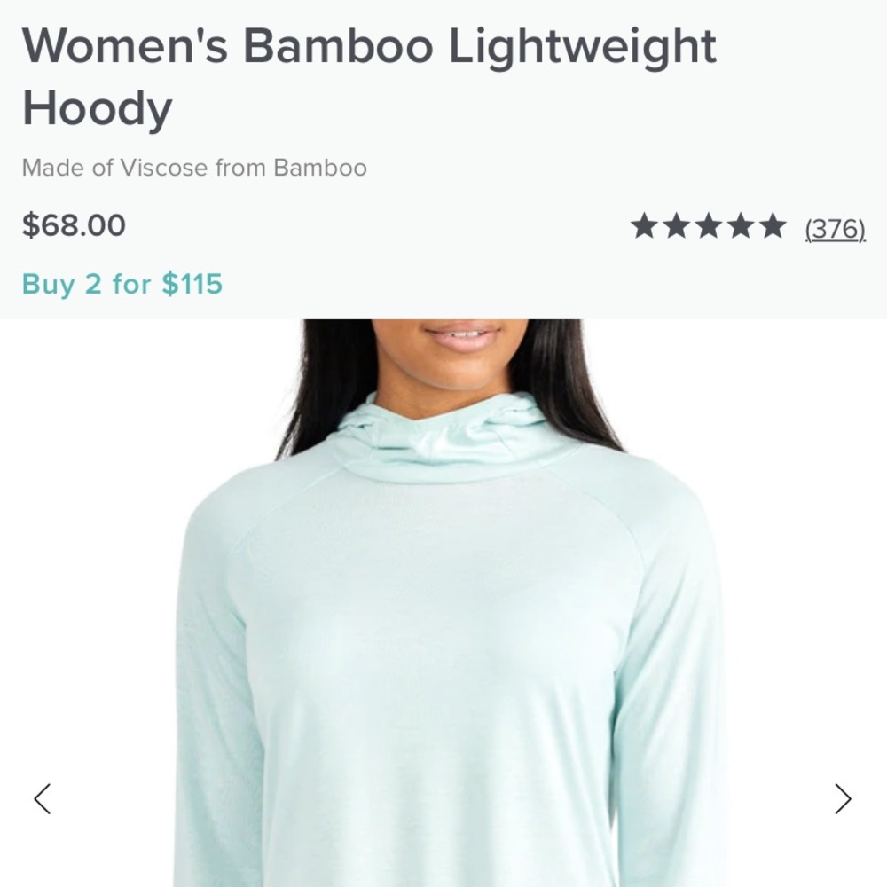 Free fly womens lightweight bamboo hoodie in glacier size XL BRAND NEW.